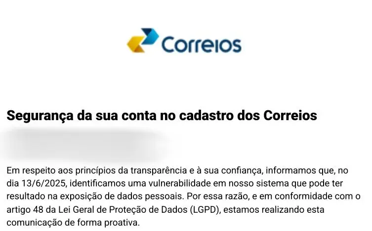 vazamento de dados,vazamento de dados correios